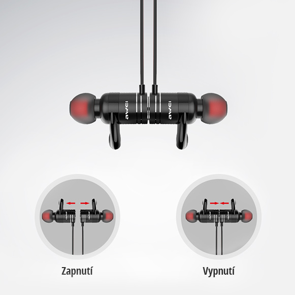 Magneticky spínaná bezdrátová sluchátka do uší Awei AK7
